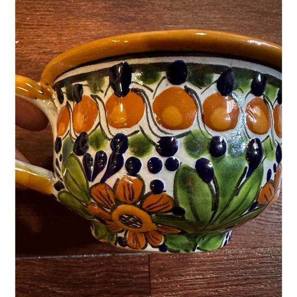 🏠 Handmade hand painted and signed Mexican Pottery Talavera 4.5 inch cup - Picture 9 of 10